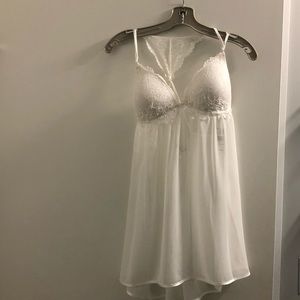 Linea Donatella Lace-Trim Chiffon Nightgown Set